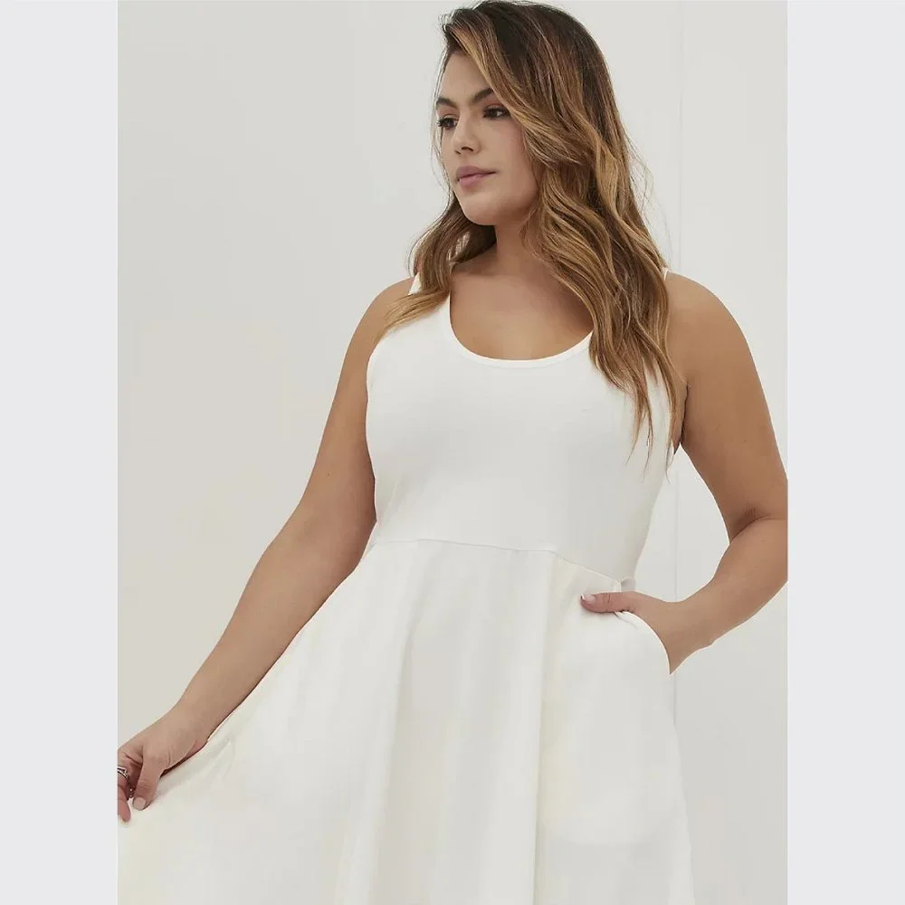 Torrid SCOOP NECK TANK DRESS - FOXY WHITE Size 0 - Picture 3 of 5